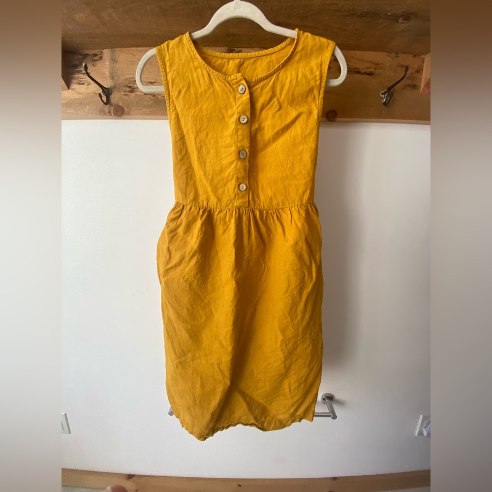 Saffron yellow linen dress